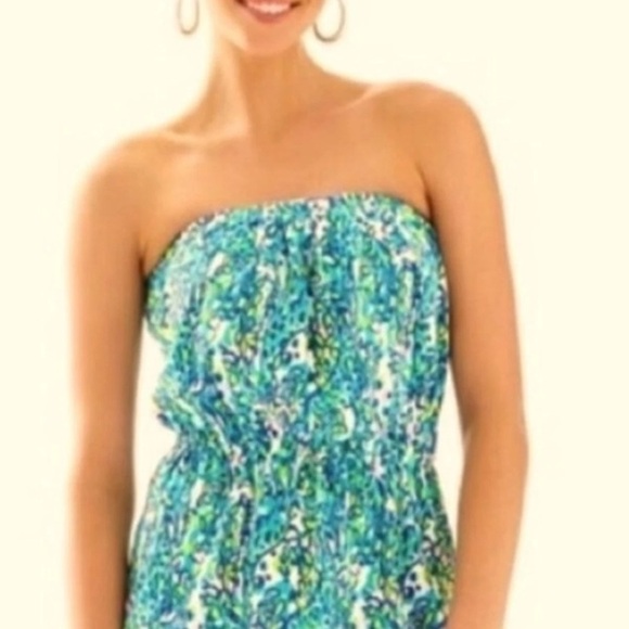 Lilly Pulitzer Windsor Dress It's a Stretch Sea Blue Strapless Dress Size XS - Picture 3 of 8